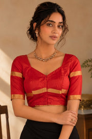 Cherry Crimson Red Kanjivaram Silk Blouse 10076641