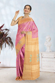 Kanjivaram Vegan Viscose Silk Pink Sherbet Color Jute Style Finish 10075600