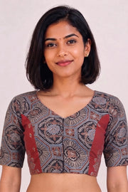 Blue Ajrakh Printed Cotton Blouse 10068143