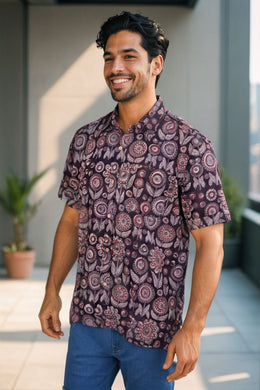 Multi Colour Half Sleeve Jahota Printed Cotton Mens Shirt 10074322