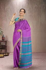 Lavender Maheshwari Silk Cotton Saree 10075246