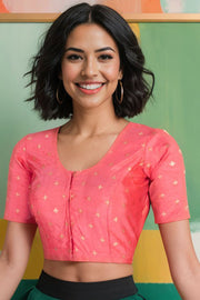 Peach Banarasi Chiniya Silk Blouse 10075017