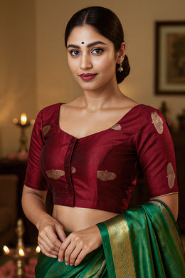 Maroon Banarasi Katan Silk Blouse 10076209