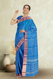 Blue Handloom Chettinad Cotton Saree 10072671