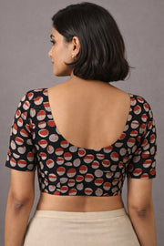 Black Hand Block Jahota Printed Cotton Blouse 10074495