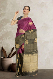 Black Half and Half Pure Zari Kanjivaram Silk Saree 10063149