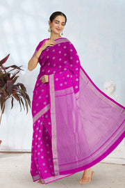 Magenta Pink Kanjivaram Vegan Silk Saree 10075588