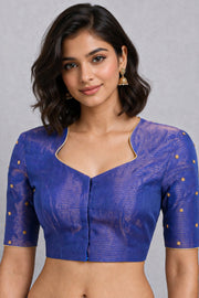 Blue Aari Embroidered Chanderi Silk Cotton Blouse 10068923