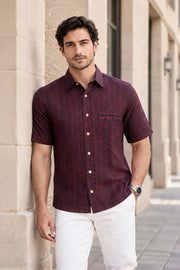 Indigo Handblock Print Pre-Washed Pure Cotton Crop Shirt 10074622