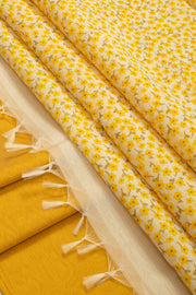 Yellow Chanderi Silk Cotton 2 Piece Salwar Suit Material 10077394