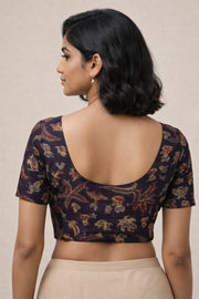 Black Hand Block Jahota Printed Cotton Blouse 10074994