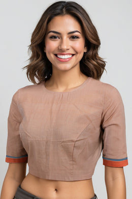 Brown Andhra Cotton Blouse 10074424