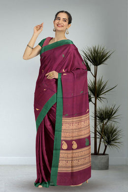 Purple Handwoven Kanchi Cotton Saree 10066812