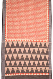 Red Printed Semi Linen Saree with 10077981