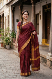 Maroon Kanjivaram Silk Cotton Saree 10077962