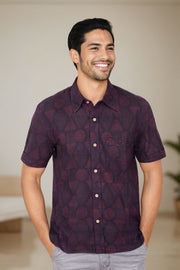 Indigo Handblock Print Pre-Washed Pure Cotton Crop Shirt 10074633