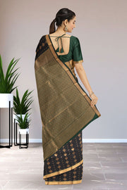 Black Kanjivaram Vegan Silk Saree 10076032