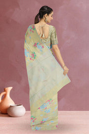 Avacado Green Printed Chanderi Saree 10064651