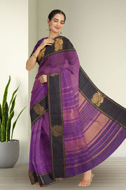 Mythical Purpl Kanjivaram Silk Saree with Checks Design 10075631
