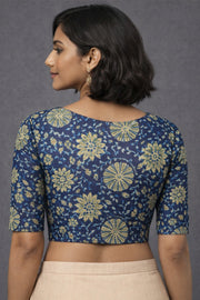 Blue Jahota Printed Cotton Blouse 10073326