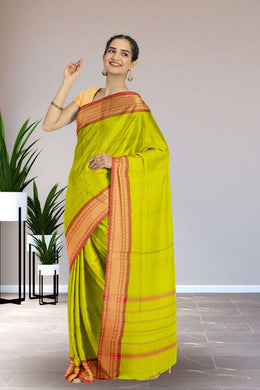 Green Handloom Chettinad Cotton Saree Without Blouse 10075172