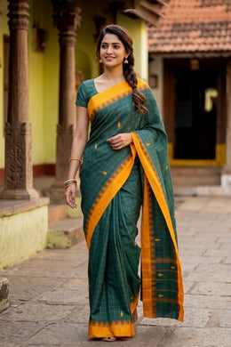 Green Handloom Chettinad Cotton Saree 10077328
