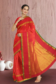  Persian Red  Kanjivaram Silk Saree with Checks Design 10075630