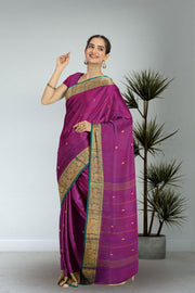 Magenta Handloom Chettinad Cotton Saree Without Blouse 10075196