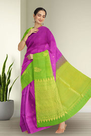 Purple Handloom Kanjivaram Soft Silk Saree 10075676