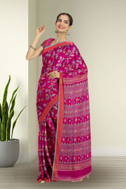 Magenta Bengal Handwoven Jamdani Style Cotton Saree 10075356