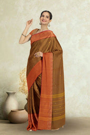 Brown Handloom Chettinad Cotton Saree 10072590