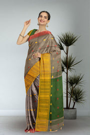 Brown Bengal Handwoven Cotton Saree 10075308