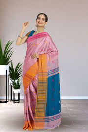 Pink Bengal Handwoven Cotton Saree 10075309