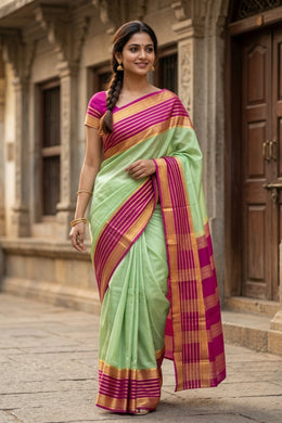 Pista Green Semi Mysore Crepe Silk Saree 10077826