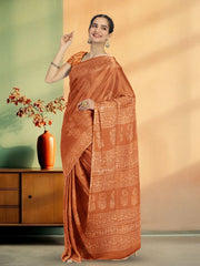 Cinnamon Brown Dabu Print Kota Cotton Saree 10074184