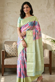 Multicolour Printed Vegan Kanjivaram Silk Saree 10075583