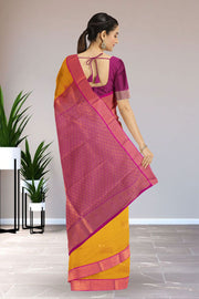 Yellow Kanjivaram Vegan Silk Saree 10076031