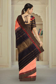 Peach Korvai Pure Zari Kanjivaram Silk Saree 10076126