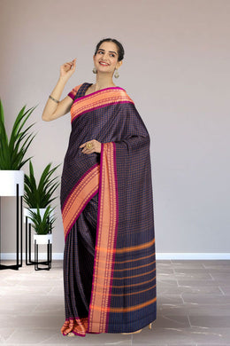 Blue Handloom Chettinad Cotton Saree Without Blouse 10075171