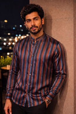 Black Full Sleeve Jahota Print Modal Silk Mens Shirt 10074385