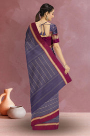 Blue Art Silk Kanjivaram Saree With Stripes Design 10076333