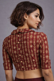 Maroon Jahota  Printed Cotton Blouse 10072522