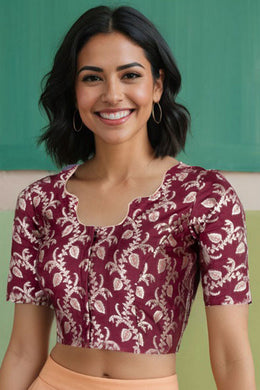 Maroon Banarasi Chiniya Silk Blouse 10075007