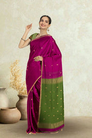 Magenta Maheshwari Silk Cotton Saree 10075262
