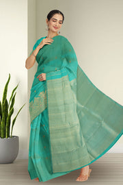 Dark Turquoise Kanjivaram Silk Saree 10075614