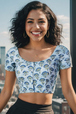 Blue Vanaspathi Printed Cotton Blouse 10074483