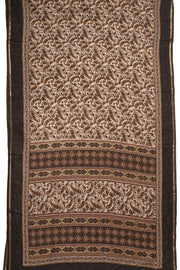 Cream Printed Semi Linen Saree 10077977