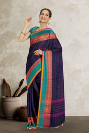 Blue Handloom Chettinad Cotton Saree 10075862