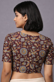 Maroon Jahota Printed Cotton Blouse 10073333