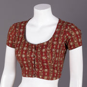 Red Hand Block Vanaspathi Printed Cotton Blouse 10074476